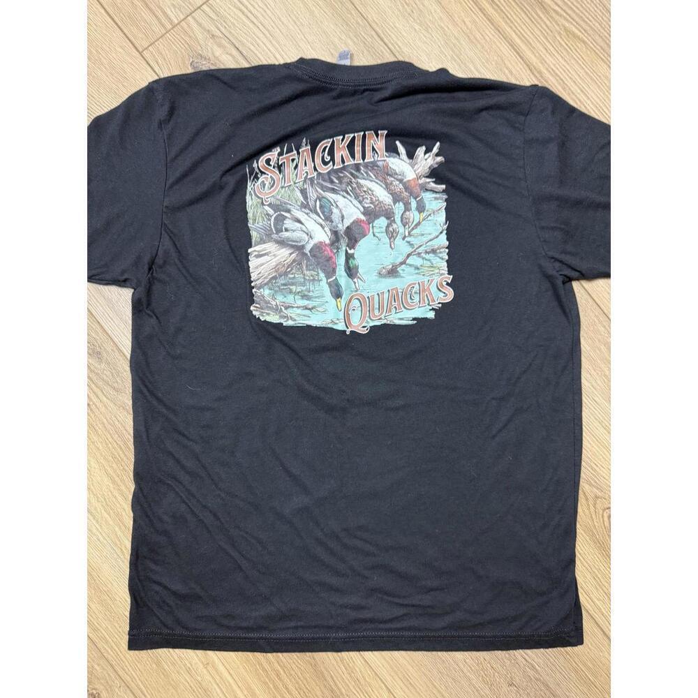 Stackin Quacks Shirt Mens L Black Duck Hunting Dog Soft Graphic Tee Outdoors